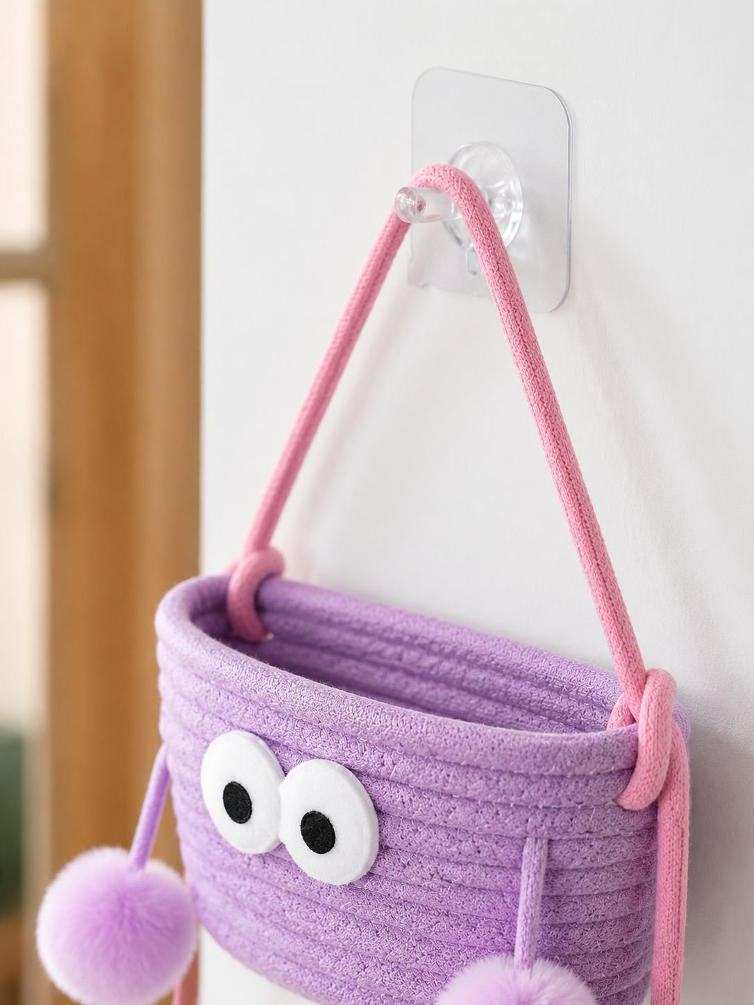 Cotton woven wall mounted storage bag for essentials