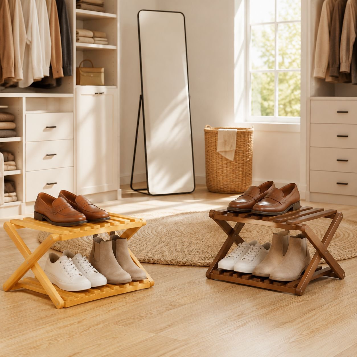 Estante de zapatos plegable para el hogar sin instalación
