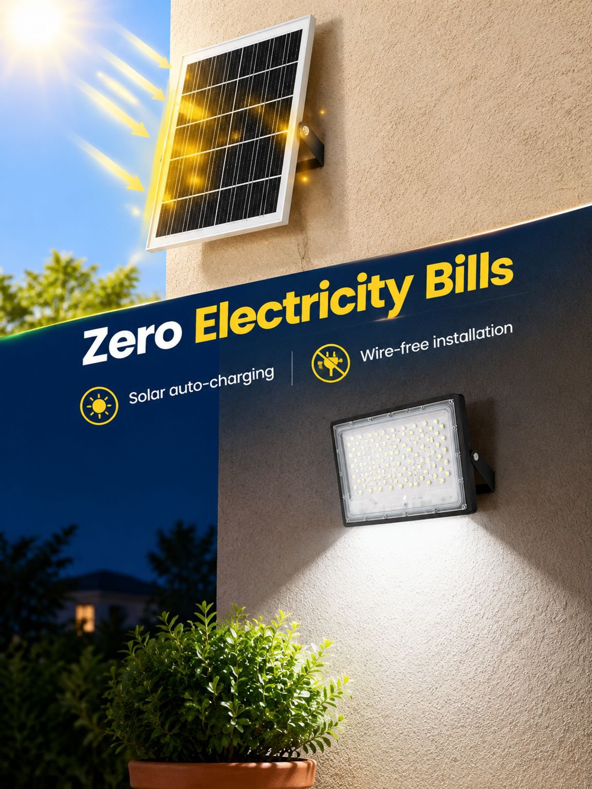 High-brightness courtyard solar floodlights
