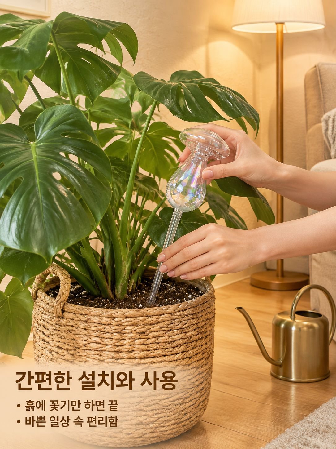 실내 식물에 적합한 원형 유리 식물 물주기 볼 가정용 실내 식물 자동 물주기