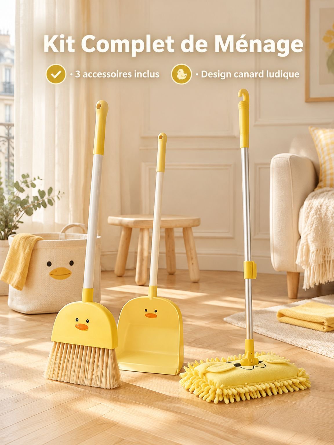 Ensemble balai et serpillère 3 pièces