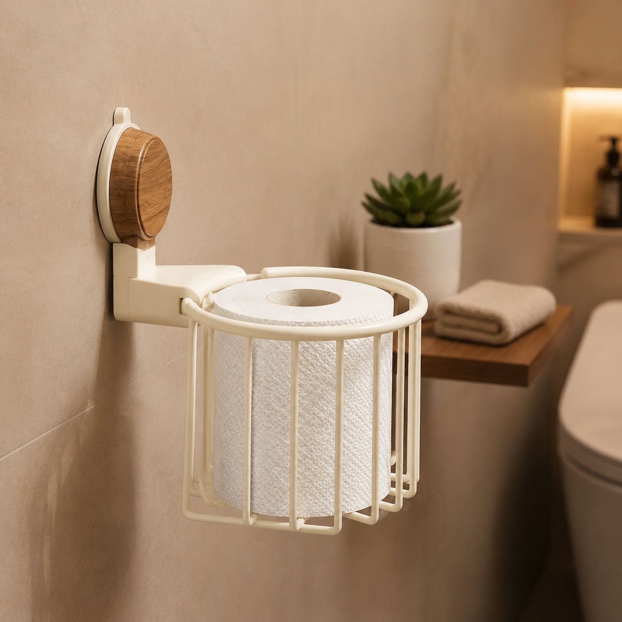 Easy installation suction tissue holder for bathrooms