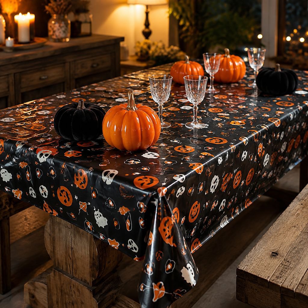 Halloween disposable tablecloth, waterproof and oil-proof, party decoration, table mat, desktop cove