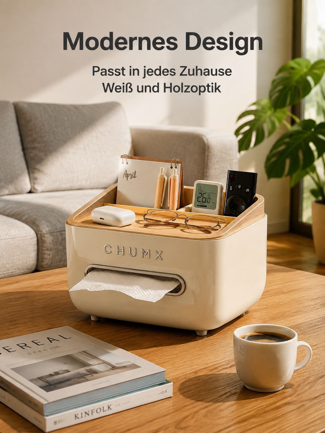 Multifunktionale Kosmetiktuchbox mit Fernbedienungshalter