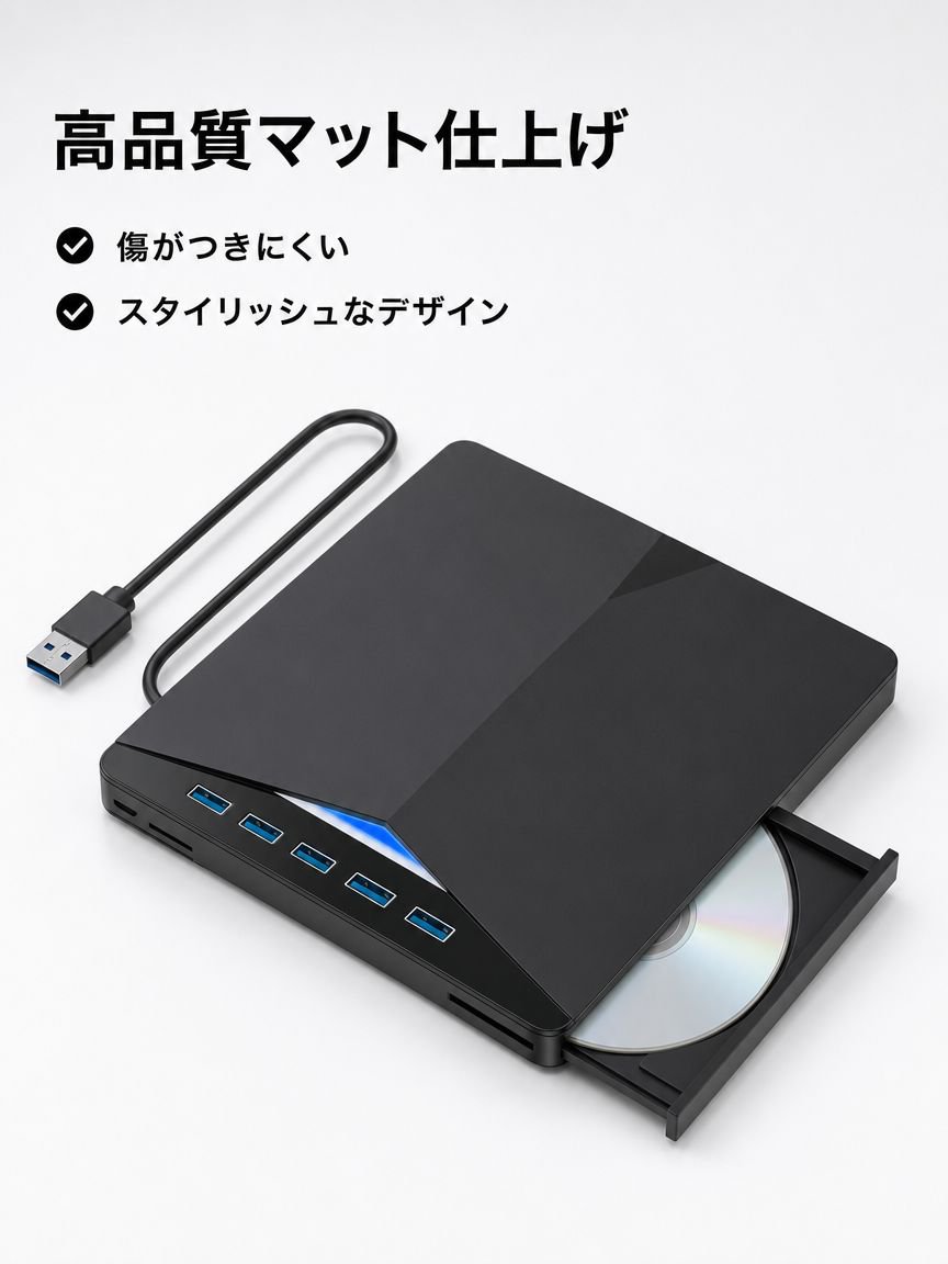 ポータブル外付け光学ディスクドライブ 多機種対応 簡単操作