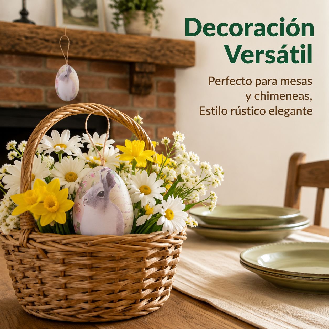 Cesta tejida DIY para huevos de Pascua, huevos decorativos pintados, canasta de flores