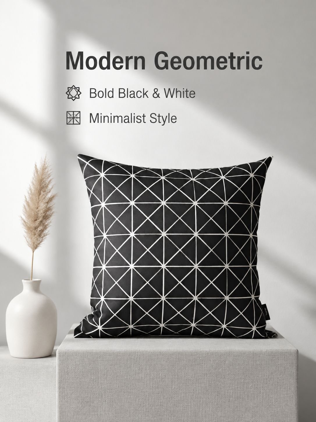 Geometric Black and White Cushion