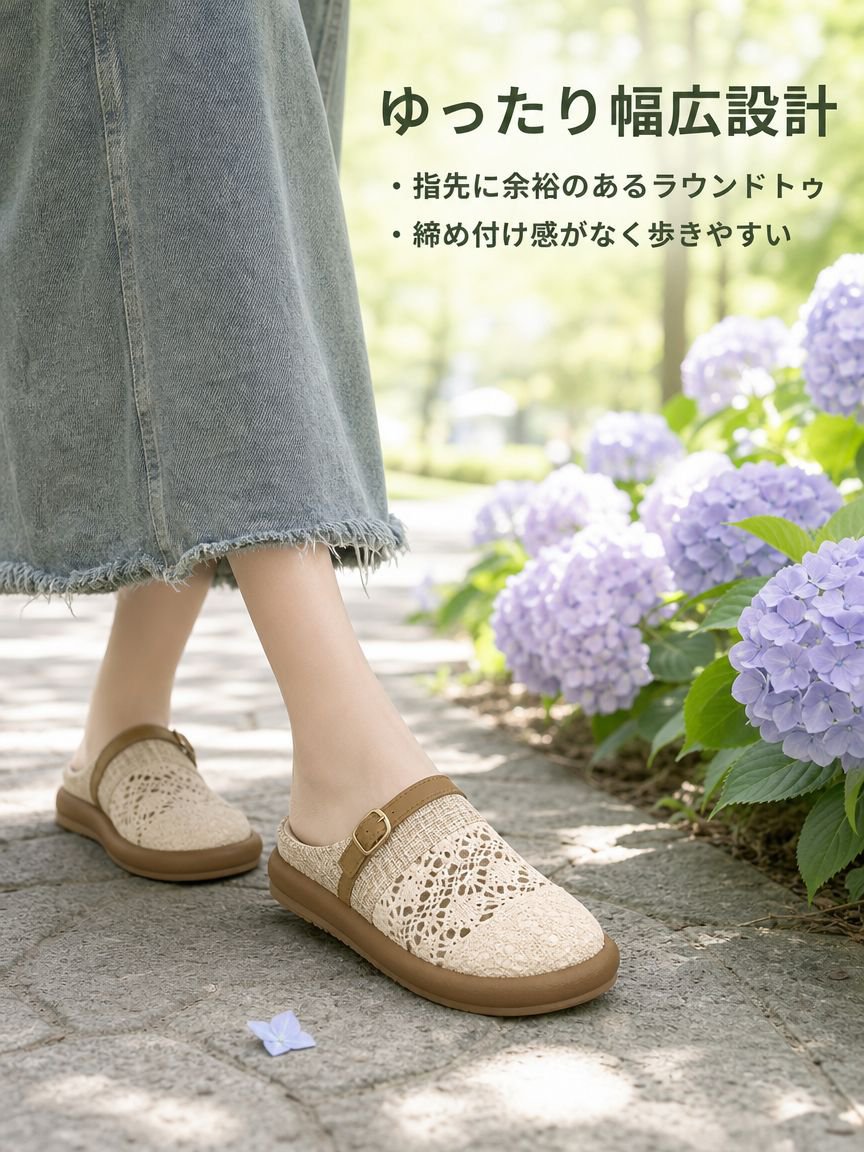 歩きやすいコルク風ソールサンダルの詳細