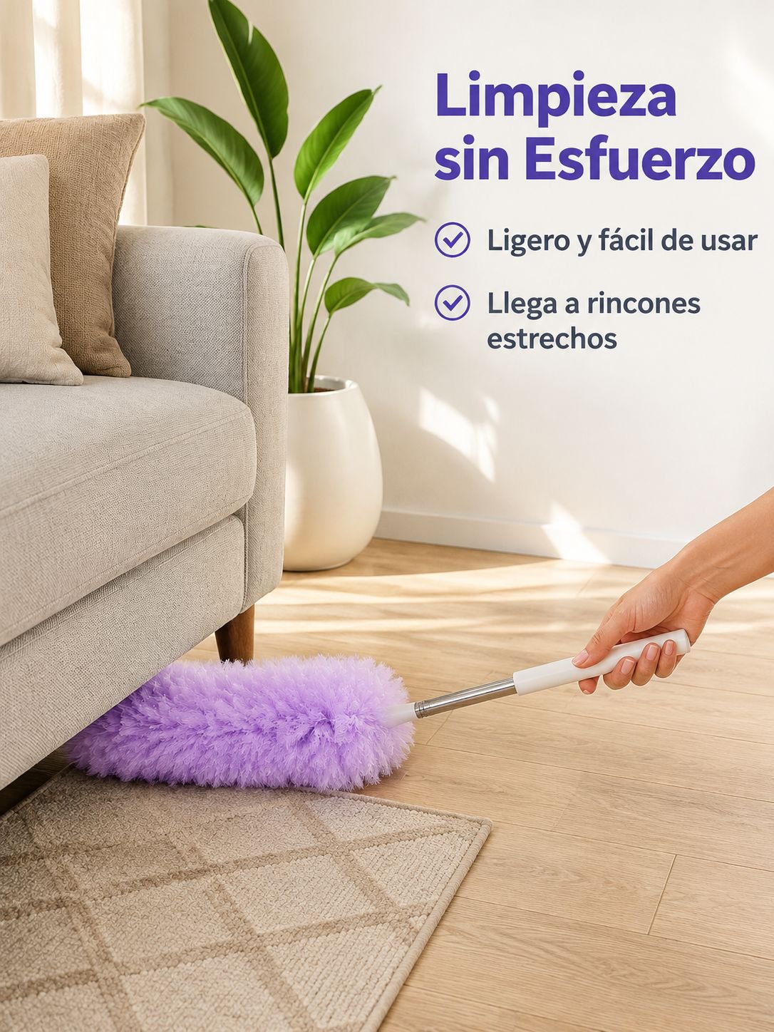 Plumero multifuncional extensible con carga electrostática