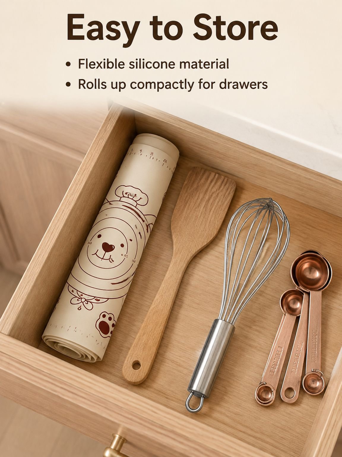 Baking countertop mat for dough and pastry work
