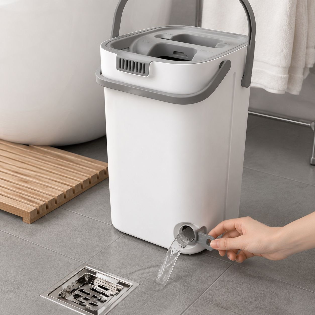 Full view of the Lazy Mop Set with bucket
