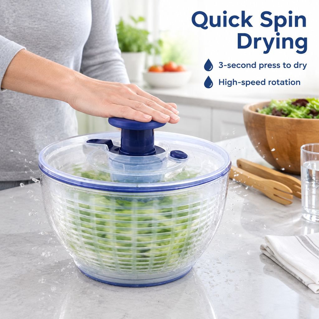 Manual Press Vegetable Salad Spinner Household Kitchen Washing Drainer Basket