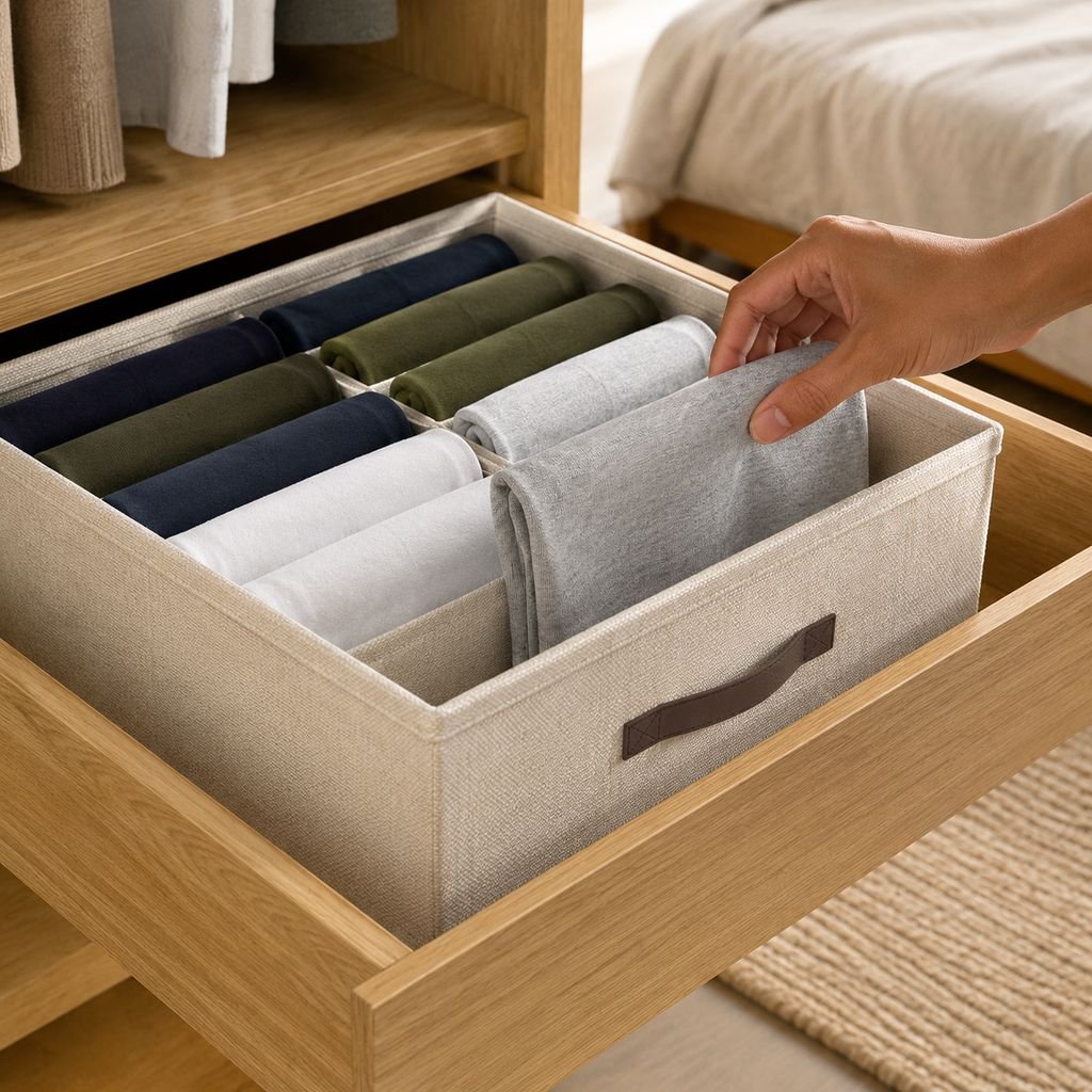 Organizador de ropa y pantalones con dos compartimentos