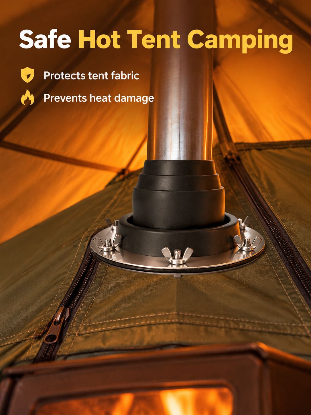 Lightweight Tent Chimney Heat Shield Installation