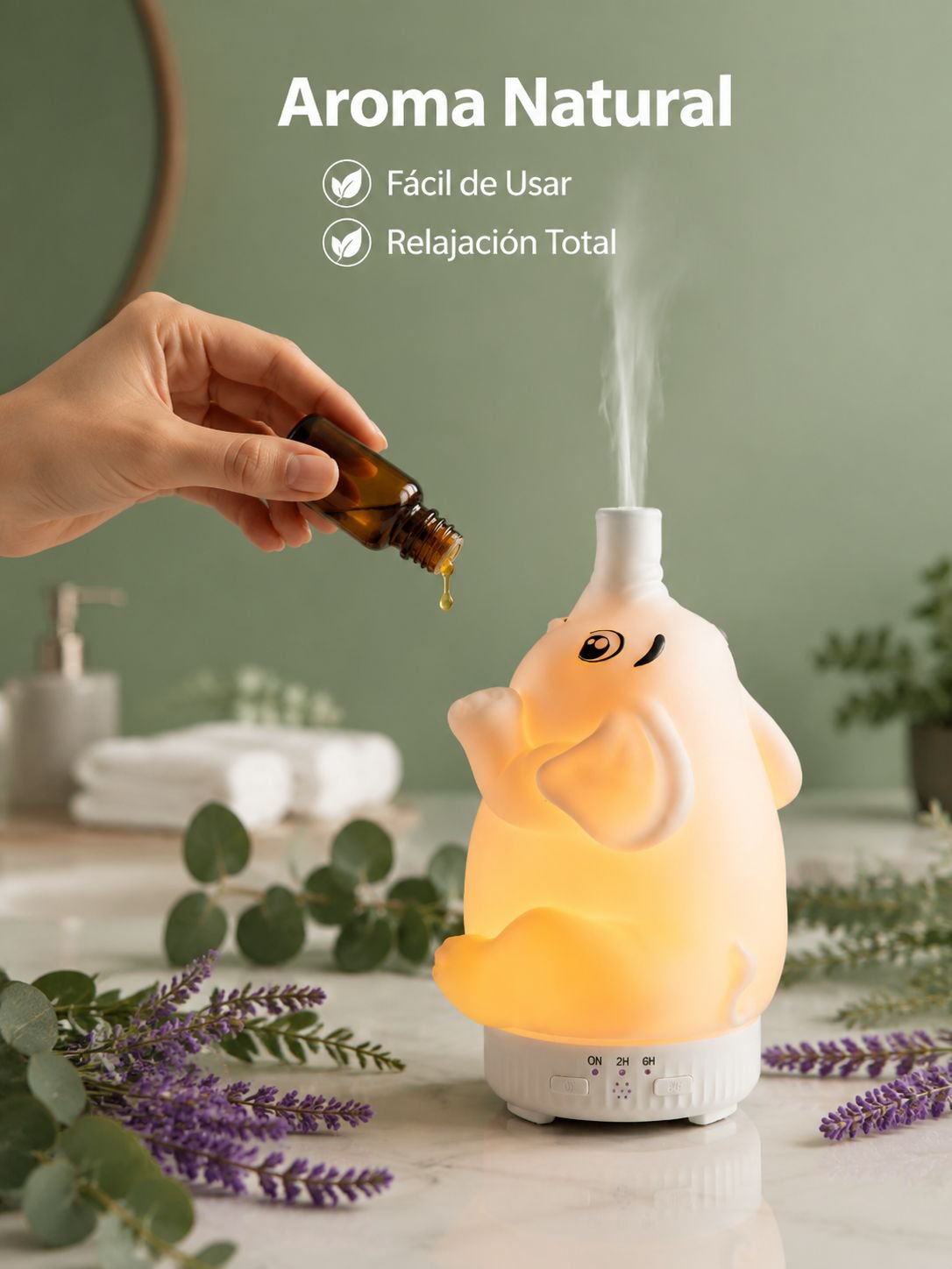 Humidificador Difusor de Aroma Mini Silencioso con Luces de Siete Colores