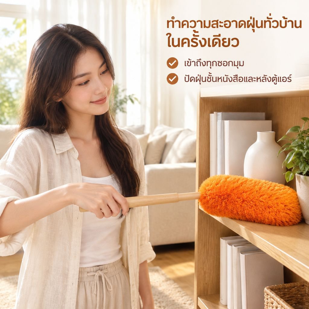 ไม้ปัดฝุ่นขนสัตว์ไฟฟ้าสถิตแบบยืดหดได้
