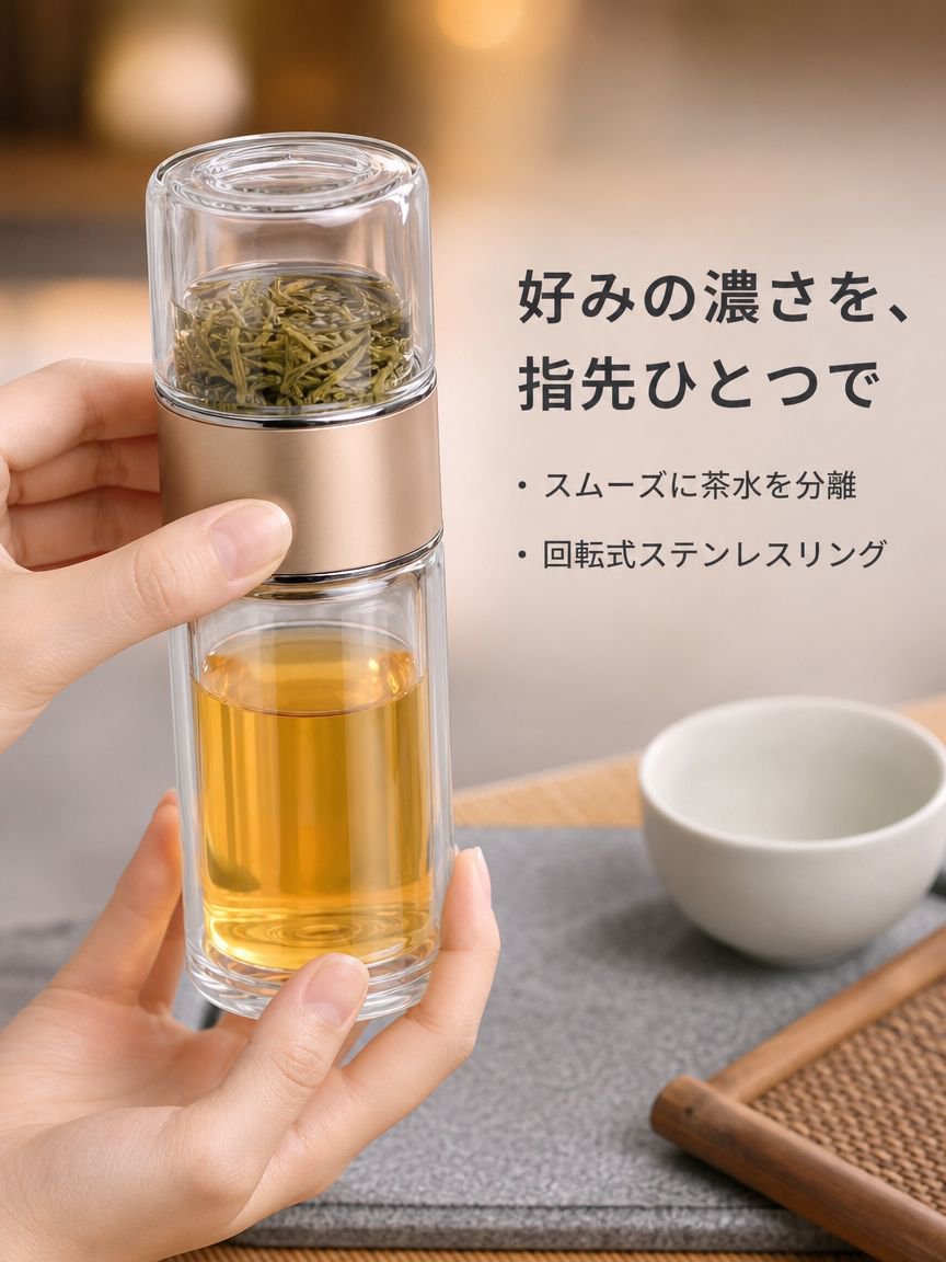 透明な携帯用ティーカップ