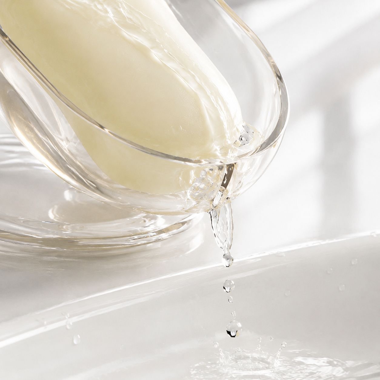 Elegant home soap dish on a bathroom sink