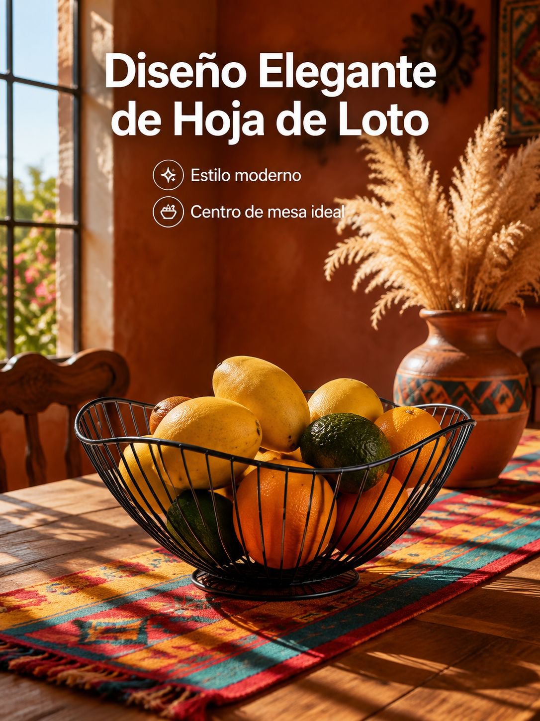 Plato de fruta de hierro forjado con hojas de loto