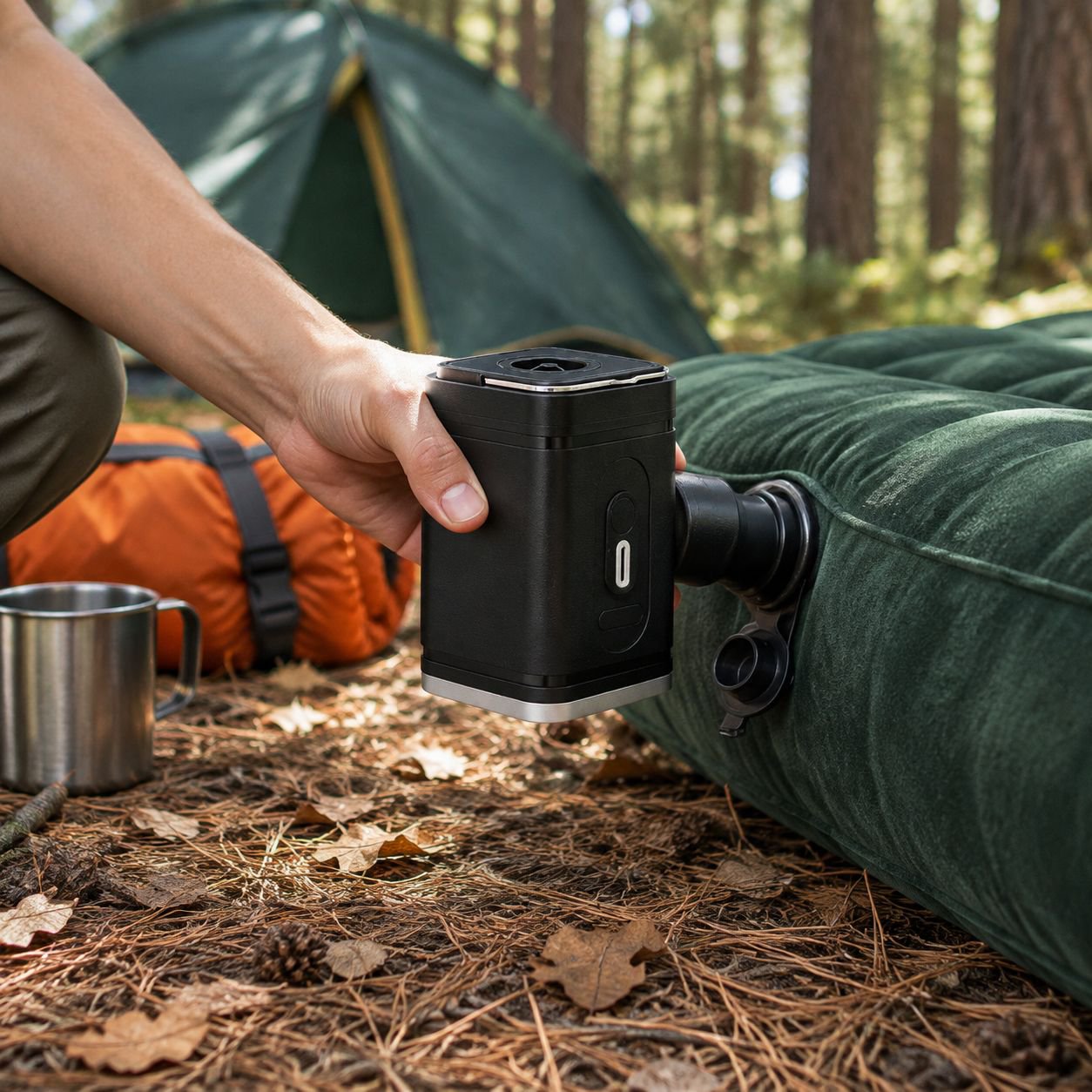 Elektrische tragbare Outdoor-Camping-Luftpumpe Speicherpumpe Aufladen Schwimmring Aufblasbare Beleuc