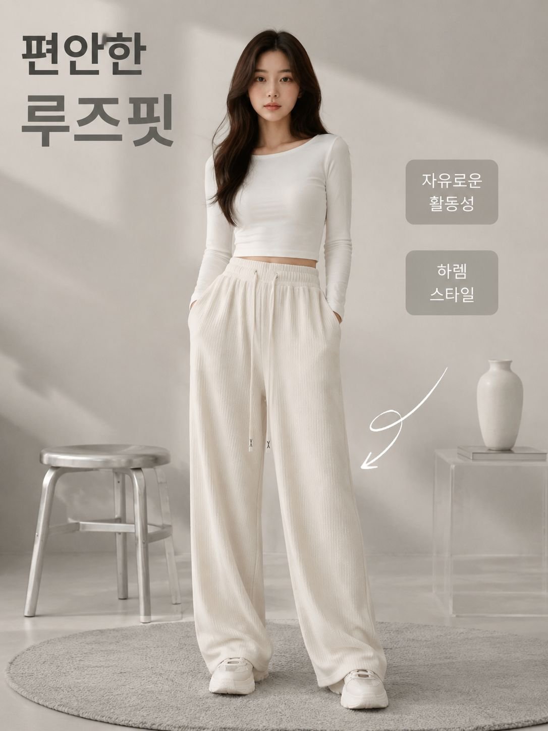 여성용 하이웨이스트 루즈핏 편안한 구름 하렘 팬츠
