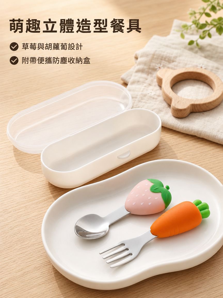 寶寶餵養勺叉組合草莓圖案