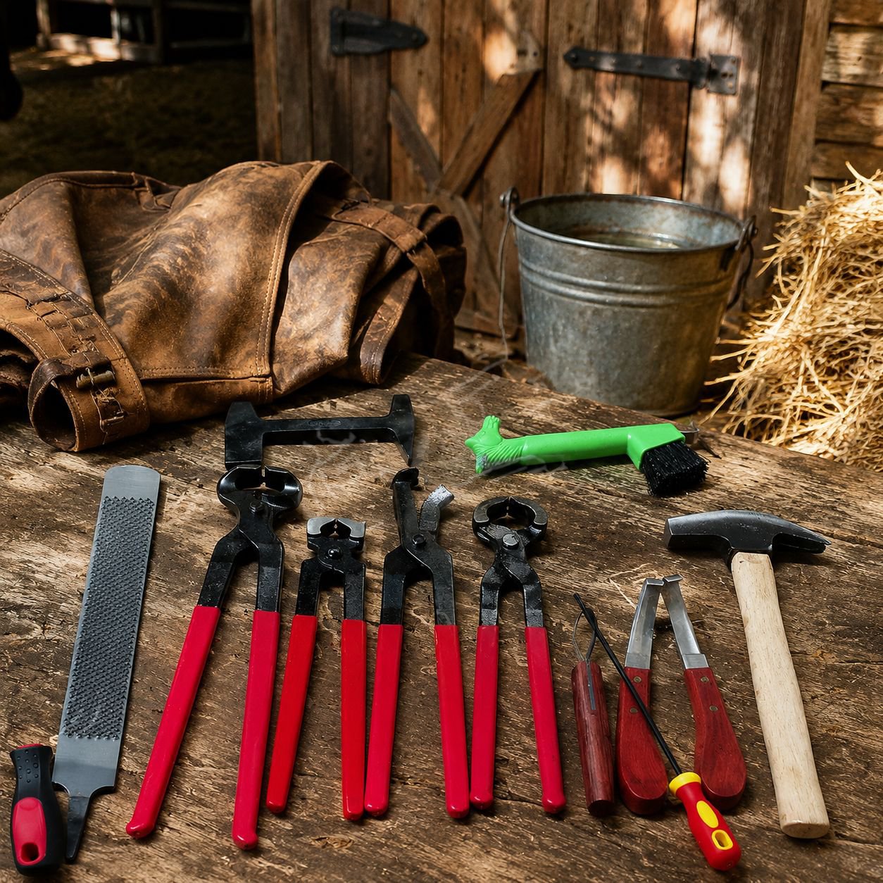 Juego de herramientas para cortar y clavar cascos: tijeras para cascos, alicates para clavar, alicat