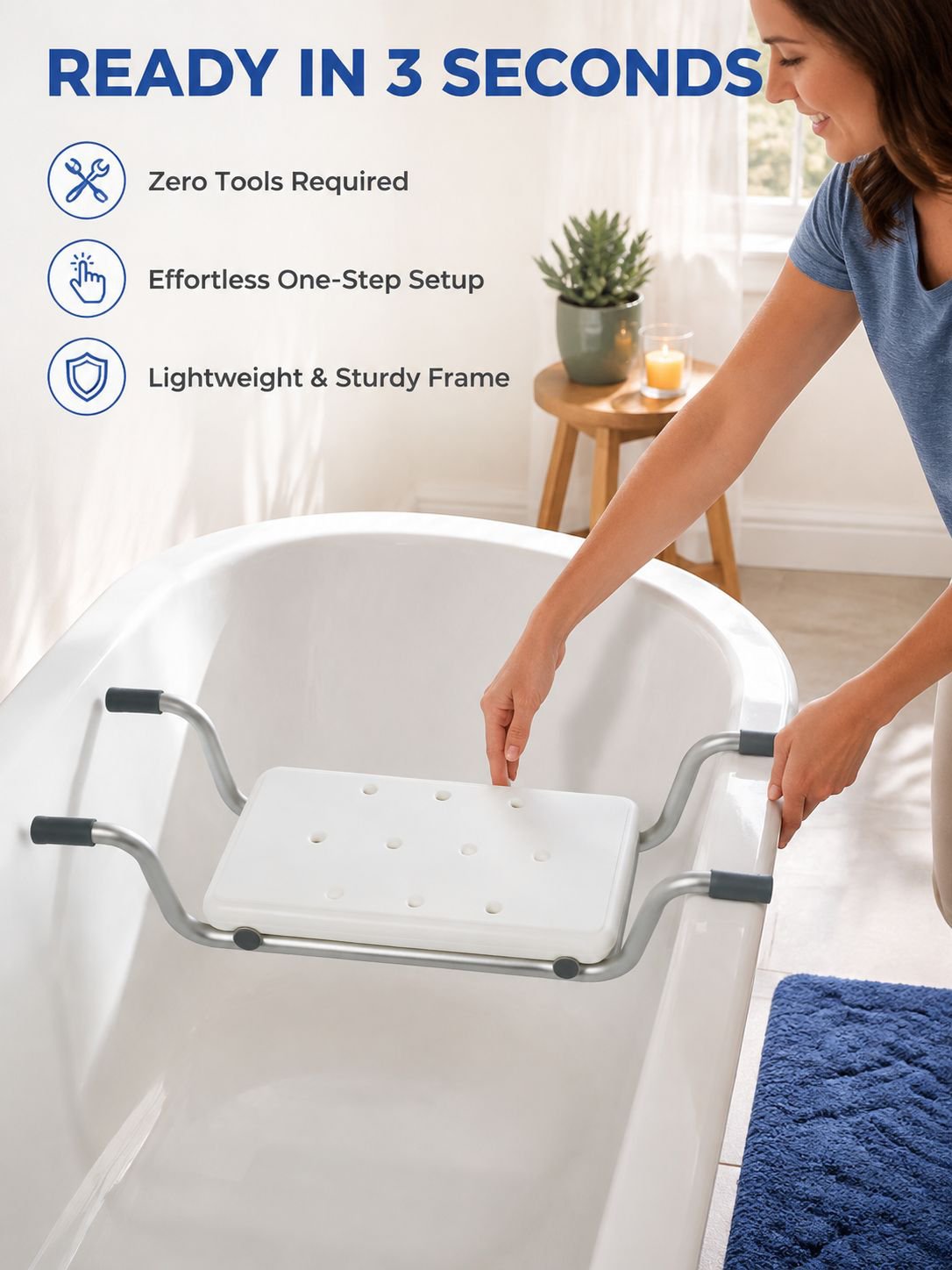 Non-Slip Bath Seat and Storage Shelf for Elderly, Pregnant Women, and Children