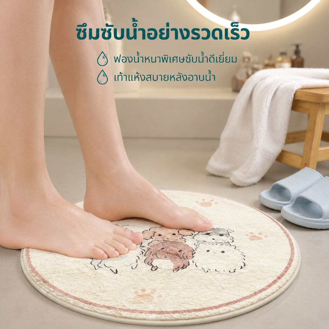 พรมขนเทียมลายการ์ตูนทรงกลม กันลื่น สำหรับห้องนอน ห้องรับแขก ห้องอ่านหนังสือ สไตล์สาวน้อย