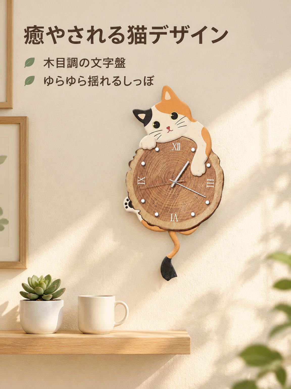 猫型壁掛け時計　リビング用新作創意時計