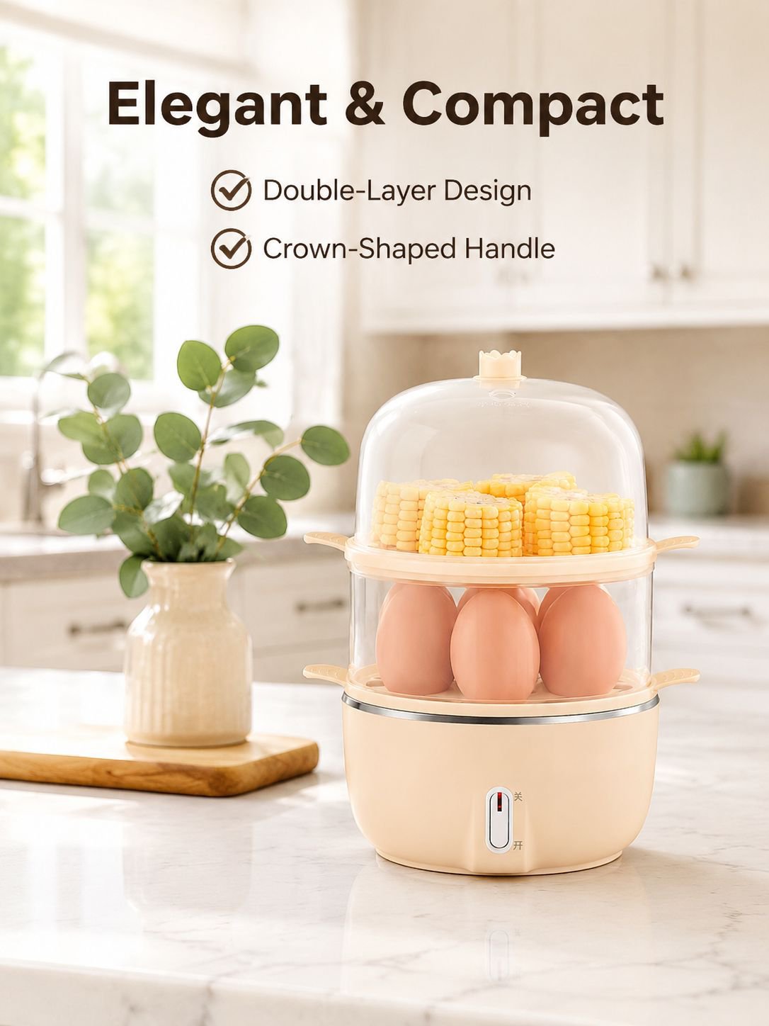 Multifunctional Double Layer Mini Egg Cooker