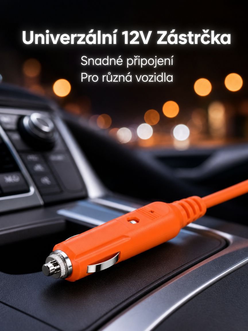 Nabíjecí kabel pro autobaterii 14AWG 2m zástrčka zapalovače na krokosvorky 12V