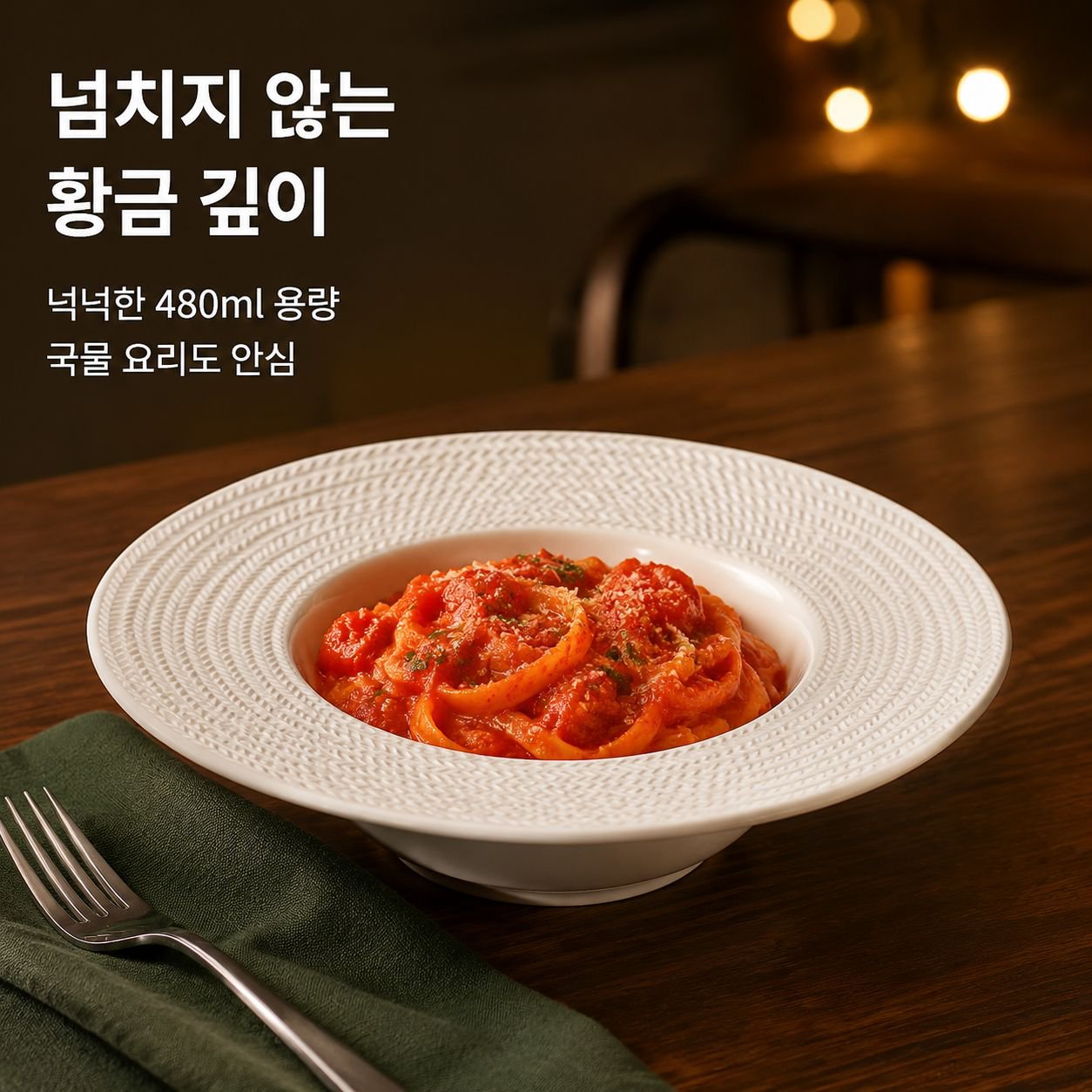밀짚모자 디자인의 흰색 세라믹 샐러드 볼