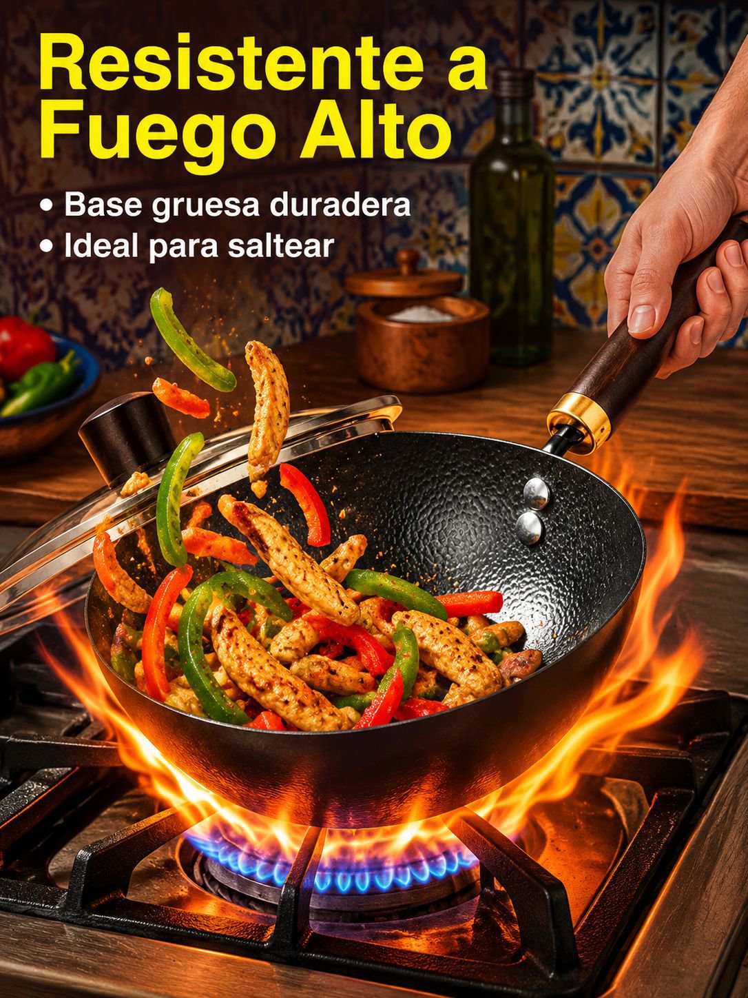 Cacerola de hierro fundido con textura martillada