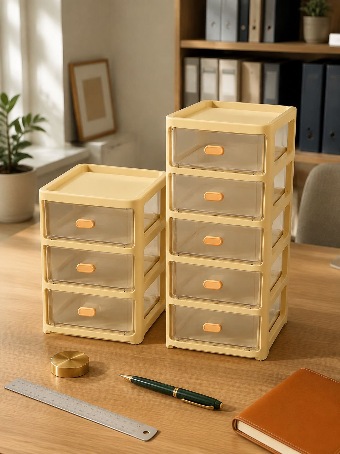 Eleganter Desktop-Organizer mit verschiedenen Fächern für Stifte und Zubehör