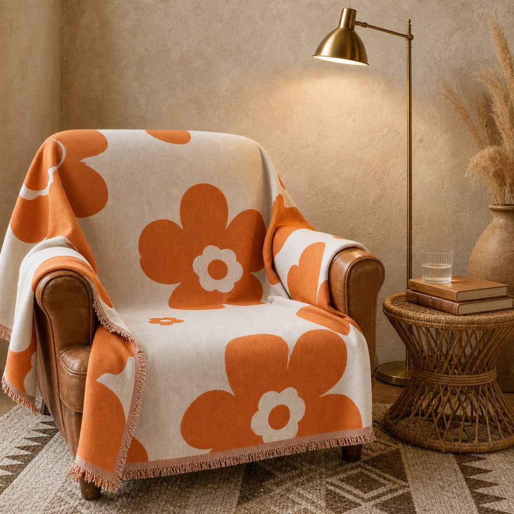 Cat proof couch cover in minimalist living room setting