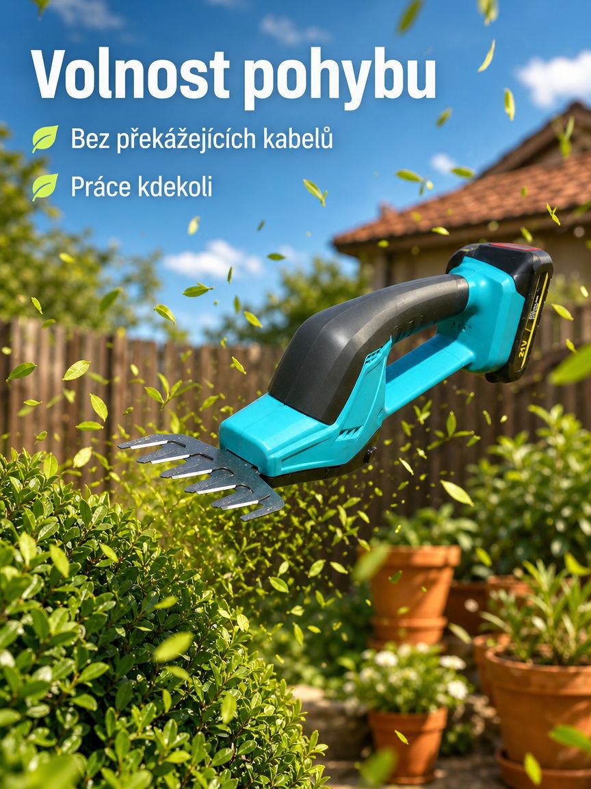 Akumulátorové bezdrátové stříhací nůžky na plot