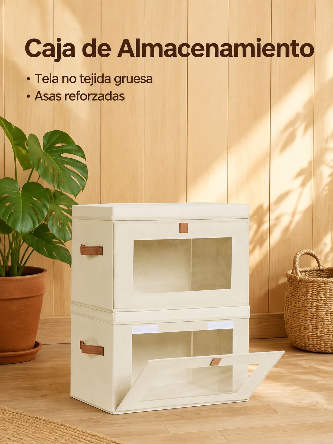 Caja de almacenamiento de tela plegable con apertura lateral