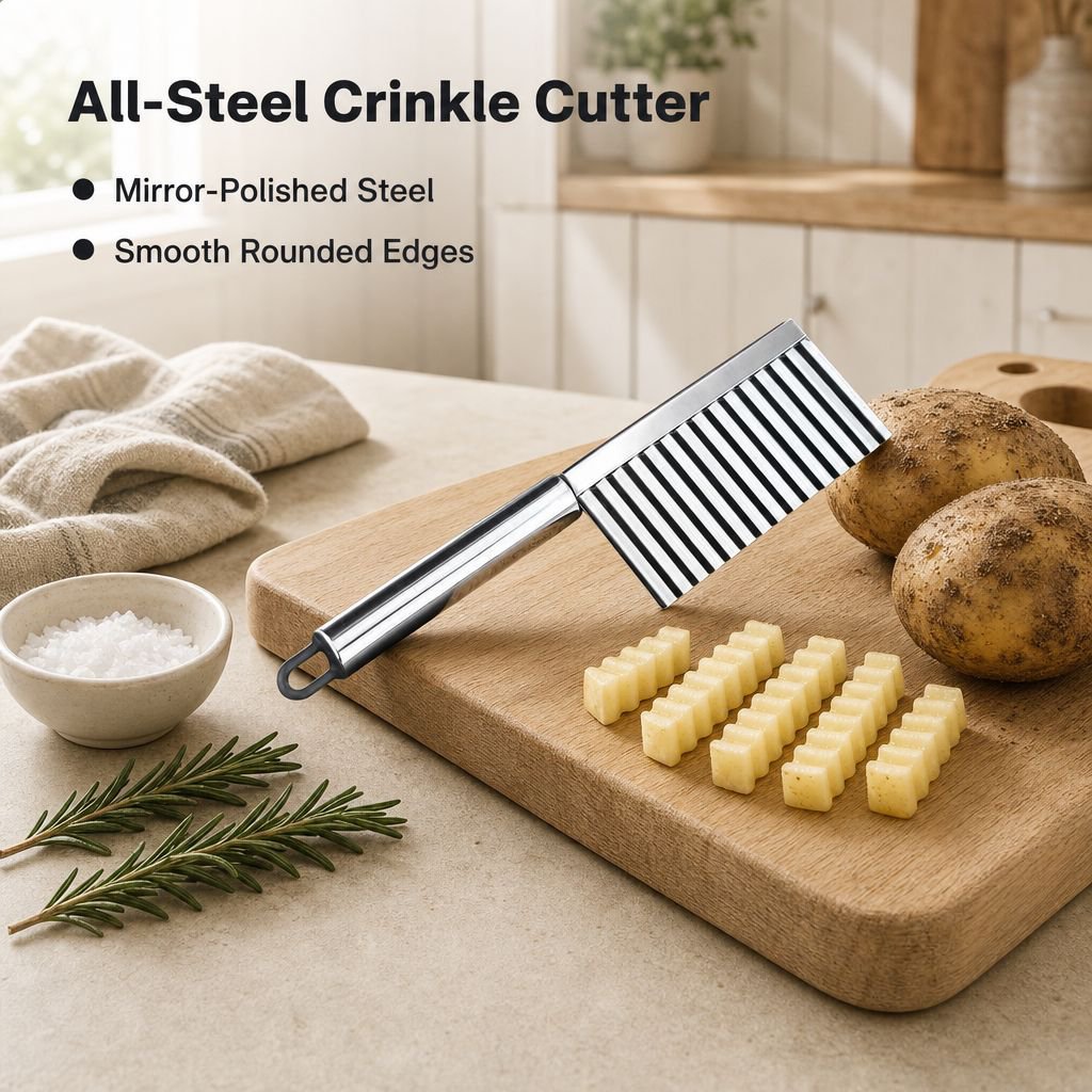 Stainless Steel Crinkle Cut Knife Wavy Potato Cutter French Fry Slicer