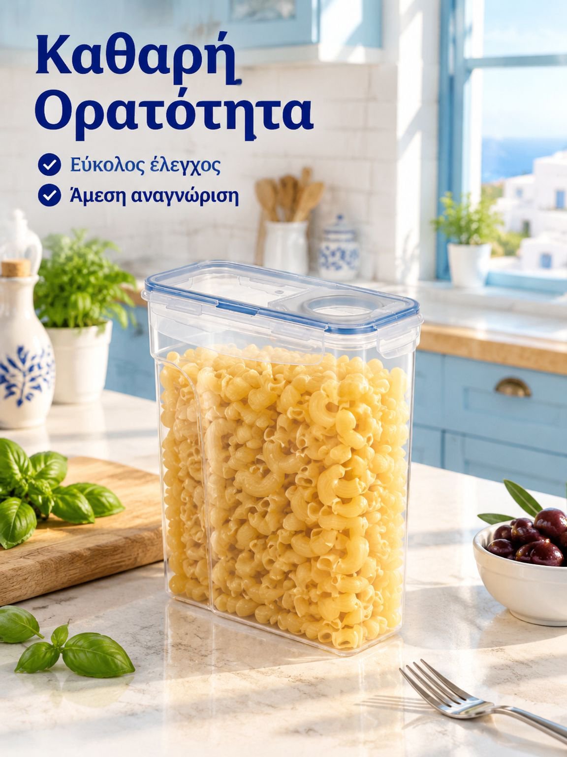 Διαφανές πλαστικό δοχείο αποθήκευσης