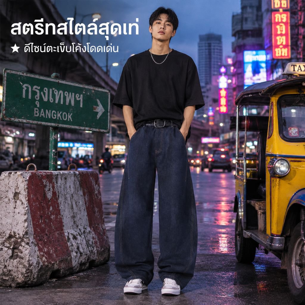กางเกงยีนส์ผู้ชาย ดีไซน์ดีคอนสตรัคชั่น ทรงโค้ง สไตล์ไฮสตรีท รุ่นฤดูใบไม้ร่วง