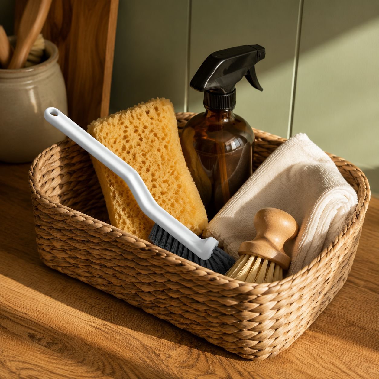 Versatile tile cleaning brush for grout and corners