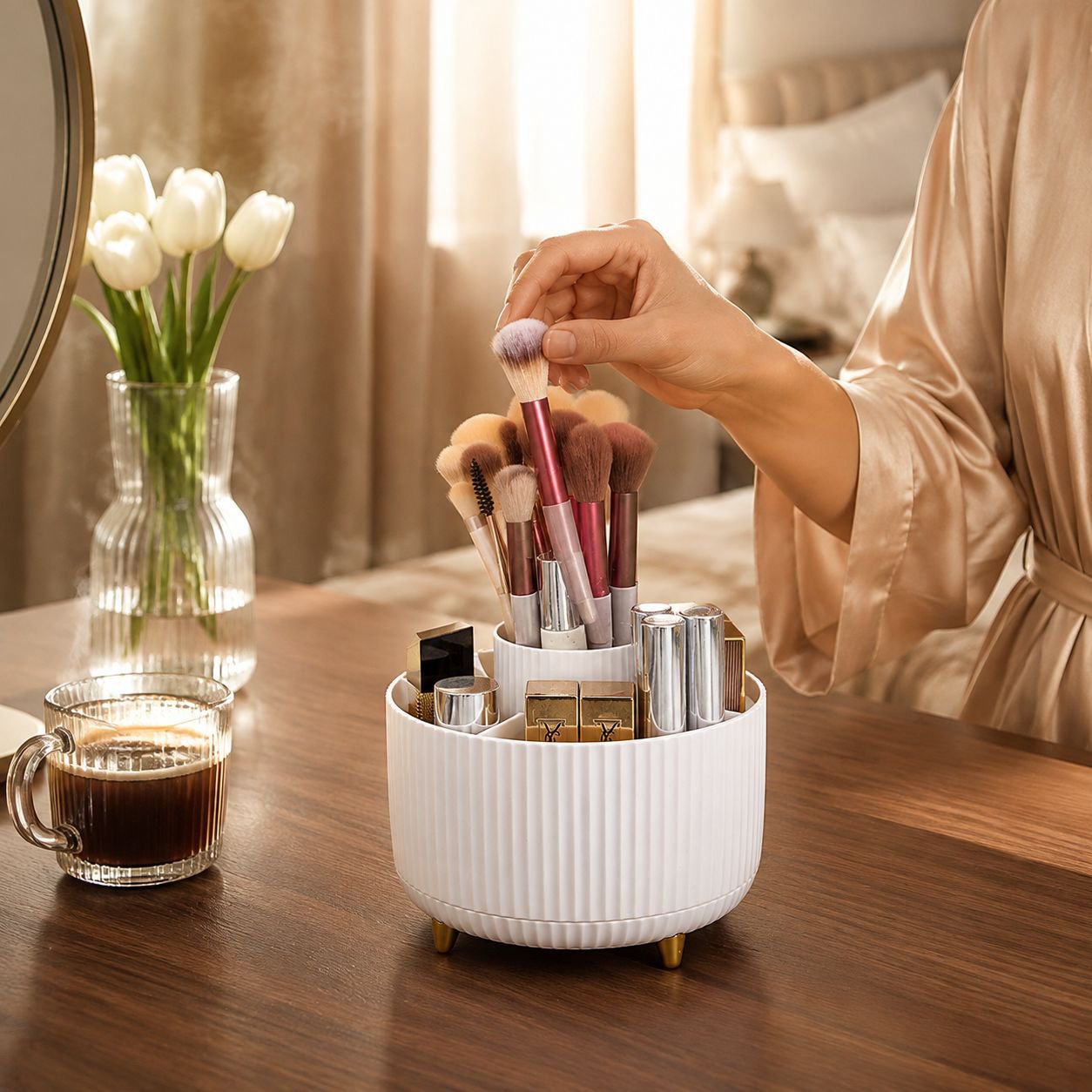 Multi-functional organizer for lipsticks and pencils