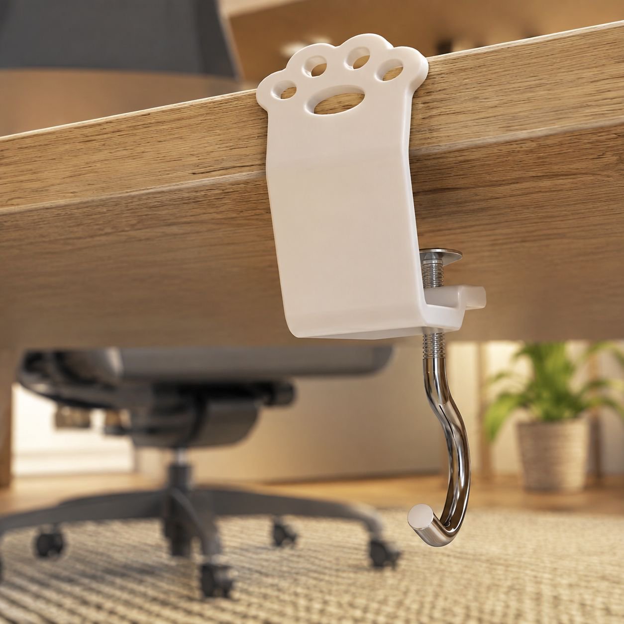 Creative cat paw desk edge hook in macaron colors attached to desk