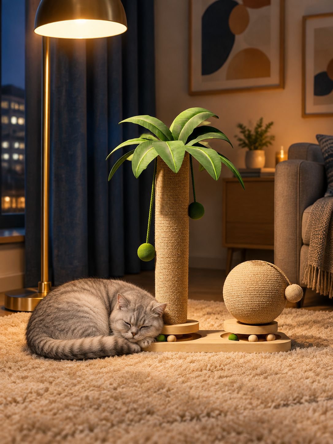 Mueble para gatos con diseño tropical de palmera