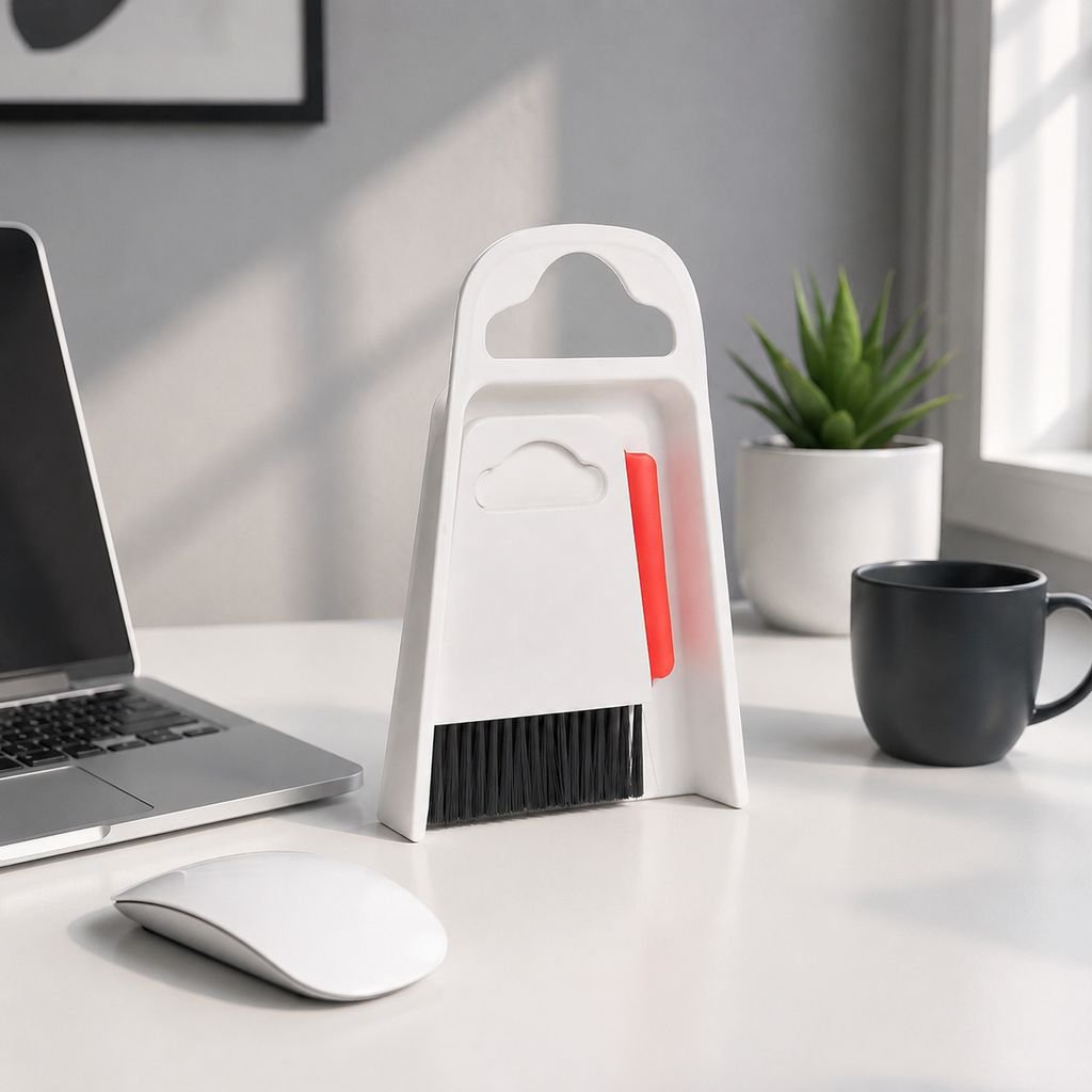 Desktop mini cleaning tool set, includes small broom, dustpan, and cleaning shovel