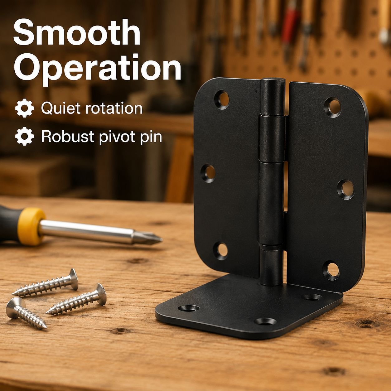 Household Black Plastic Right Angle Flat Hinge