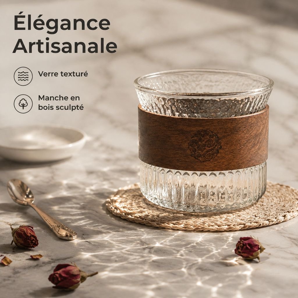 Tasse à thé en verre borosilicate martelé