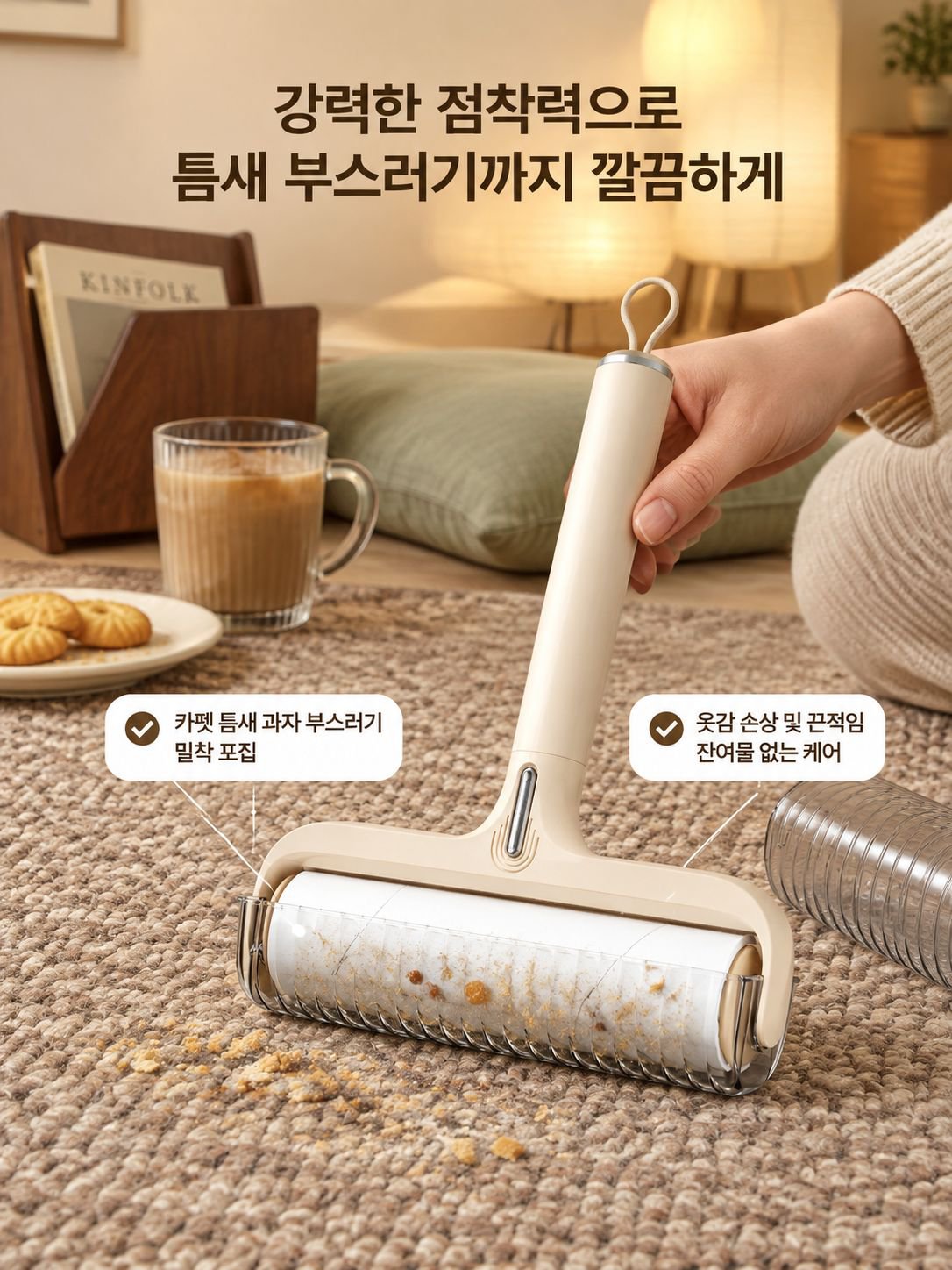 소파에 붙은 고양이 털을 간편하게 제거하는 테이프클리너
