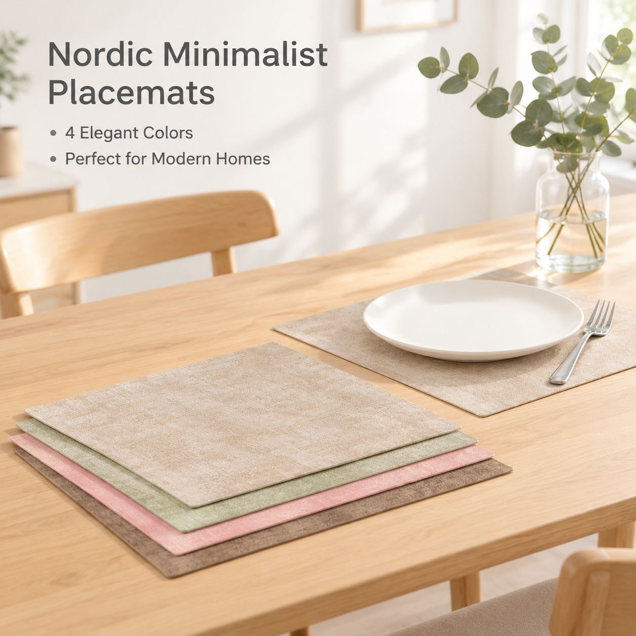 Nordic Linen Texture PU Leather Placemat Waterproof Heat Resistant Dining Table Mat
